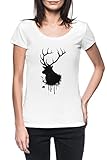 Luxogo Alce Donna Bianco T-Shirt Maglietta Maniche Corte Women s White T-Shirt XXL