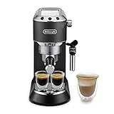 De Longhi Dedica EC685.BK Macchina Caffè Espresso Manuale, Caffè Polvere o Cialde E.S.E., Montalatte classico per Cappuccini, Spegnimento Automatico, Serbatoio 1L, Filtro Singolo/Doppio, Nero