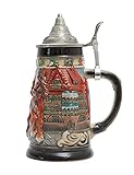 Amoy-Art Boccale di Birra Tedeschi Germania Oktoberfest Vichingo Beer Stein Mug con Coperchio per Compleanno Regalo Uomini Padre Marito 0.8 Liter