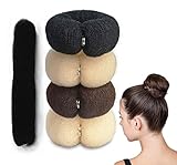 Srup 4 Pezzi Ciambelle per Capell, Beige Chignon a Ciambella, Acconciature Ciambella Chignon, Chignon a Ciambella, Creatore per Pane Ciambella, per bambini, ragazze, donne (Nero, marrone, beige)