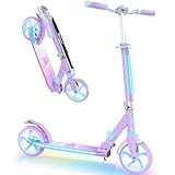 BELEEV V8 Monopattino con Ruote Grandi, LED Illuminate Stem & Deck, per Bambini e adulti fino, Monopattino Pieghevole e con Altezza Regolabile, Cinghia di Trasporto, City Scooter Fino a 100KG