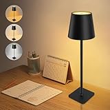 Lampada da tavolo a LED senza fili, touch dimmerabile, 3 temperature di colore, lampada da tavolo a LED, senza fili, USB, senza fili, per esterni, comodino, tavolo da pranzo, scrivania per interni ed