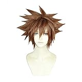 WHBHD Kingdom Hearts 3. Sora Short Brown Giallo Capelli Resistenti al Calore Capelli Cosplay Cosplay Parrucca + Track + Tappo della Parrucca