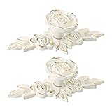 MOROBOR Euro Rose Cabinet Knobs con Backplate, 2pcs Vintage Zinc Alloy Maniglie avorio bianco maniglia cassetto manopole per armadio Dresser Cabinet con viti di montaggio (Golden Edge)