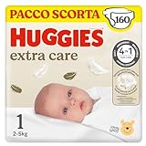 Huggies Extra Care Bebè, Pannolini Taglia 1 (2-5Kg), Ipoallergenico, Design Winnie The Pooh, 28 Pz