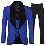 Allthemen Abiti da Uomo 3 Pezzi Prom Wedding Tuxedo Suit per Uomo Scialle con Bavero One Button Blazer Gilet Pantaloni Blu M