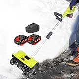 Pala da neve elettrica a batteria, spazzaneve a batteria con manico anteriore regolabile, lanciatore di neve con 2 batterie agli ioni di litio per patio, parco giochi, fattoria