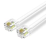 CABLEPELADO Cavo telefonico RJ11, cavo modulare 6P4C, cavo Western RJ11, cavo telefonico fax modem router DSL VDSL ISDN Internet, bianco, 3 metri