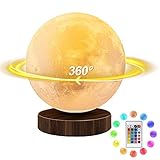 tekstap Lampada lunare con telecomando e controllo touch, 16 colori dimmerabile a 360 °, luce lunare girevole a 360 °, stampa 3D ricaricabile luce notturna regali per bambini/compleanno