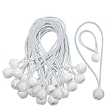 CoverUp! 25 elastici per telone - gomma di tensionamento sicura per un fissaggio ottimale - pratiche imbracature ad espansione per ogni utilizzo - elastici con sfera - bungee ball (bianco)