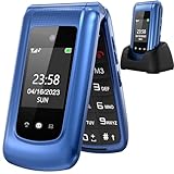 uleway Telefono Cellulare per Anziani con Tasti Grandi,Senior Telefoni per Persone Anziane,Volume alto,Funzione SOS,Pantalla 2.4+1.77",Base di ricarica e fotocamera(Blu)