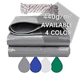 Telone PVC 440 g/m², telone occhiellato impermeabile impermeabile telone impermeabile per esterno multiuso, colore: grigio (4 x 6 m)