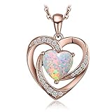 JewelryPalace 2.5ct Collana Cuore Donna Argento 925 con Creato Opale Multicolore, Collana Dorata Ciondolo Pietra a Taglio Cuore con Catena 45cm, Collane Pendenti Lunghe in Oro Rosa Set Gioielli Donna