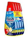 Finish Powergel Gel Detersivo per Lavastoviglie Liquido, Multiazione, Poteri Sgrassanti, Gel Lavastoglie al Limone, 120 Lavaggi, 4 Confezioni da 30 Lavaggi