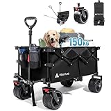 HIKENTURE Carrello pieghevole da 135 l, carrello pieghevole per spiaggia, campeggio, shopping, carrello pieghevole a mano