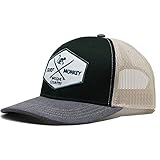 Cappellino Verde Trucker da Uomo - Surf Monkey Etichetta a toppa in tessuto - Tesa curva - Regolatore stile retrò Snapback - visiera semi-curvata - spedizione gratuita