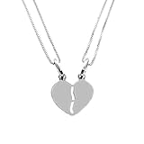 Collana Cuore Spezzato Coppia Argento 925 divisibile + 2 collane + INCISIONE OMAGGIO Donna Uomo Ragazza Fidanzamento Amicizia (Cuore Piccolo)