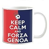 My Cust Tazza Mug Colazione Oppure Porta Penne da scrivania Personalizzabile Keep Calm e Forza rossoblu, Genova nel Cuore