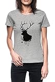 Luxogo Alce Donna Grigio T-Shirt Maglietta Maniche Corte Women s Grey T-Shirt XL