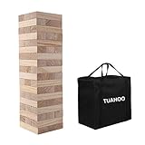 TUAHOO Giochi da giardino giganti torre (pila da 0,6 m fino a 1,5 m), blocchi di legno impilabili, giochi per bambini e adulti, famiglia, divertimento al chiuso e all aperto