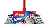 Vileda Classica 2 in 1 Scopa con Manico, Fibre per Polvere e Capelli, Plastica, Rosso/Nero, 32x5.3x78 cm