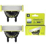 Philips OneBlade 360 Lame di ricambio per rasoio elettrico OneBlade, pettine regolabile 5in1, in acciaio inossidabile resistente, rade, regola, e rifinisce, confezione da 2 (modello QP420/60)