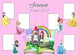 Tableau battesimo principesse disney - tableau comunione bimba rosa