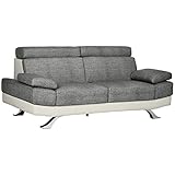 HOMCOM Divano 2 Posti in Finta Pelle PU con Poggiatesta Regolabile su 5 Livelli, Divano Moderno per Salotto e Soggiorno, 189x96.5x84cm, Grigio