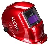 SIXTOL WELDING MASK 2 | Casco da saldatura automatico solare | Maschera per saldatura | Funzione levigatura | Ombra larga 4/9-13 Casco per saldatura TIG MIG ARC | Rosso