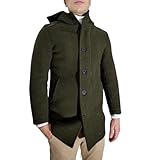 Mentore Cappotto uomo ITALIA in misto lana con cappuccio colore verde loden taglia L