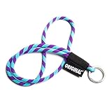 LANYARD PORTACHIAVI DA COLLO TUBE LONG multiuso con anello in metallo per inserire chiavi e gadget - Lanyard spessore 8mm colorato robusto e con adesivi (Blue purple)