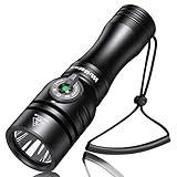 Wurkkos DL02 Torcia Subacquea Ricaricabile, 3000 Lumen LED Super Luminosa Luce Torcia Elettrica per Immersioni, IPX8 Impermeabile Professionale Torcia per Immersioni con Indicatore e da Polso - Nero