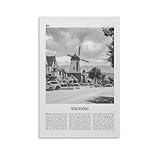 LZTEN Solvang Stampa in bianco e nero, Solvang Wall Art, Solvang Foto, Solvang Map, Solvang Wall Decor, California, USA Canvas Wall Art Poste