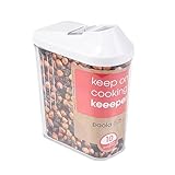 keeeper Contenitore per Alimenti Sfusi, Coperchio Dosatore Regolabile, Plastica, 750 ml, 10,5 x 5,5 x 17 cm, Paola, Bianco