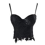 Woboren Donne con Reggiseno Corsetto Shapewear Top Ricamato Tracolla Regolabile (Nero, S)