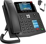 GEQUDIO Telefono IP compatibile – Premium vivavoce e 2 display a colori – istruzioni (PDF) per FritzBox, Sipgate WA9550 nero GX5+ telefono IP con alimentatore di rete