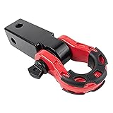 GearAmerica - Gancio di traino in alluminio, 2" x 2", 14,5 kg (16 T) MBS, 7,3 kg (8 T) WLL – Heavy Duty traino e recupero – Grillo, rondelle e perno da 5,8", nero e rosso