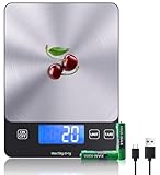 【Ricaricabile & 15KG】 Bilancia Cucina Digitale, USB C Elettronica Bilancia da Cucina,Alta Precisione 1g/0.1oz Bilancia Alimenti, Professionale con Funzione Tare, Batterie Incluse (food scale) (B6)
