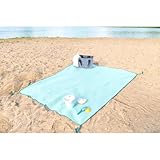 BURI Coperta da spiaggia, senza sabbia, 150 x 200 cm, da campeggio, da picnic, da spiaggia, per il tempo libero, colore menta