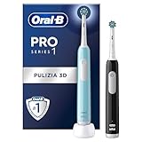 Oral-B Spazzolino Elettrico Ricaricabile Pro Series 1 Blu e Nero con 2 Testine di Ricambio. 2 Spazzolini