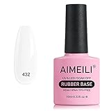 AIMEILI Rubber Base Gel Semipermanente per Unghie, Sheer Nude Colore, Long-lasting Elastic, Smalto, Polish UV/LED Soak Off -(432) 10ml