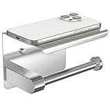 AZOMKER Porta Carta Igienica, Adesivo, Rotolo da Parete, Portarotolo, Accessori Bagno, 3M/Montaggio a Vite (Argento)