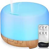 Hianjoo Diffusore di Oli Essenziali 450 ml, Umidificatore Ultrasuoni Diffusore con 7LED Colori per Spa,Camera da Letto-Regali di Grande Scelta per Natale e Capodanno(Marrone Chiaro)