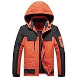 Pegsmio Inverno Uomo Autunno Addensare Giacca Calda Parka Stand Collare Cappotto Antivento Con Cappuccio Streetwear Orange 3XL