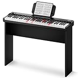 Tastiera elettronica Donner Pianoforte 61 tasti, indicatore luminoso di guida progettato per i principianti, con supporto per pianoforte staccabile, leggio, DK-10S Nero