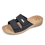 JOMIX Ciabatte Donna Estive Anatomiche a Fascia con Strappo Pantofole Zeppa Sughero Comode da Casa Mare Spiaggia Piscina TD2017-1 Nero, 39