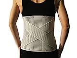 CORSETTO LOMBARE CON INCROCIO -Grigio, L (87-97 cm.)- Supporto Ortopedico Steccato, Fascia Cintura Addominale con 6 Stecche, Tutore per Schiena, Busto Renale Correttore Posturale - UNISEX Uomo Donna