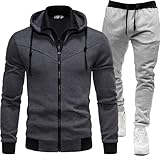 NaLatia Tuta Uomo Completa Felpa Con Cappuccio Due Pezzi Felpa e Pantalone Set Tracksuit Tute da Ginnastica Felpa Con Zip e Cappuccio Suit Felpata Invernale Tuta Abbigliamento Sportiva Tuta Completa