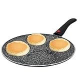 NAMAI- Padella Per Pancake Antiaderente - per Uova- Manico Removibile- Alluminio Pressofuso - 23 cm Diametro