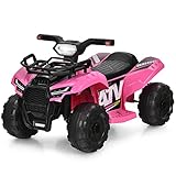 COSTWAY Quad Elettrico per Bambini, Auto Elettrica Cavalcabile con luce LED Musica e Box Anteriore, Mini Quad Regalo per Bambini 18-36 Mesi (Rosa)